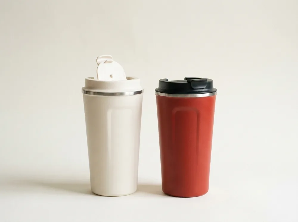 Tumblers de café personalizados con logo — DPR merchandising corporativo